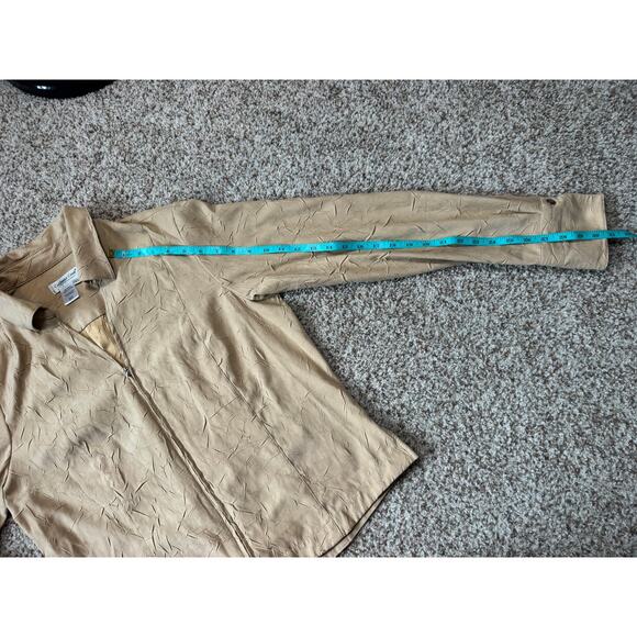 Coldwater Creek Designs Crinkle Tan Zip jacket/blazer; Lightweight; Size Large - Picture 6 of 10